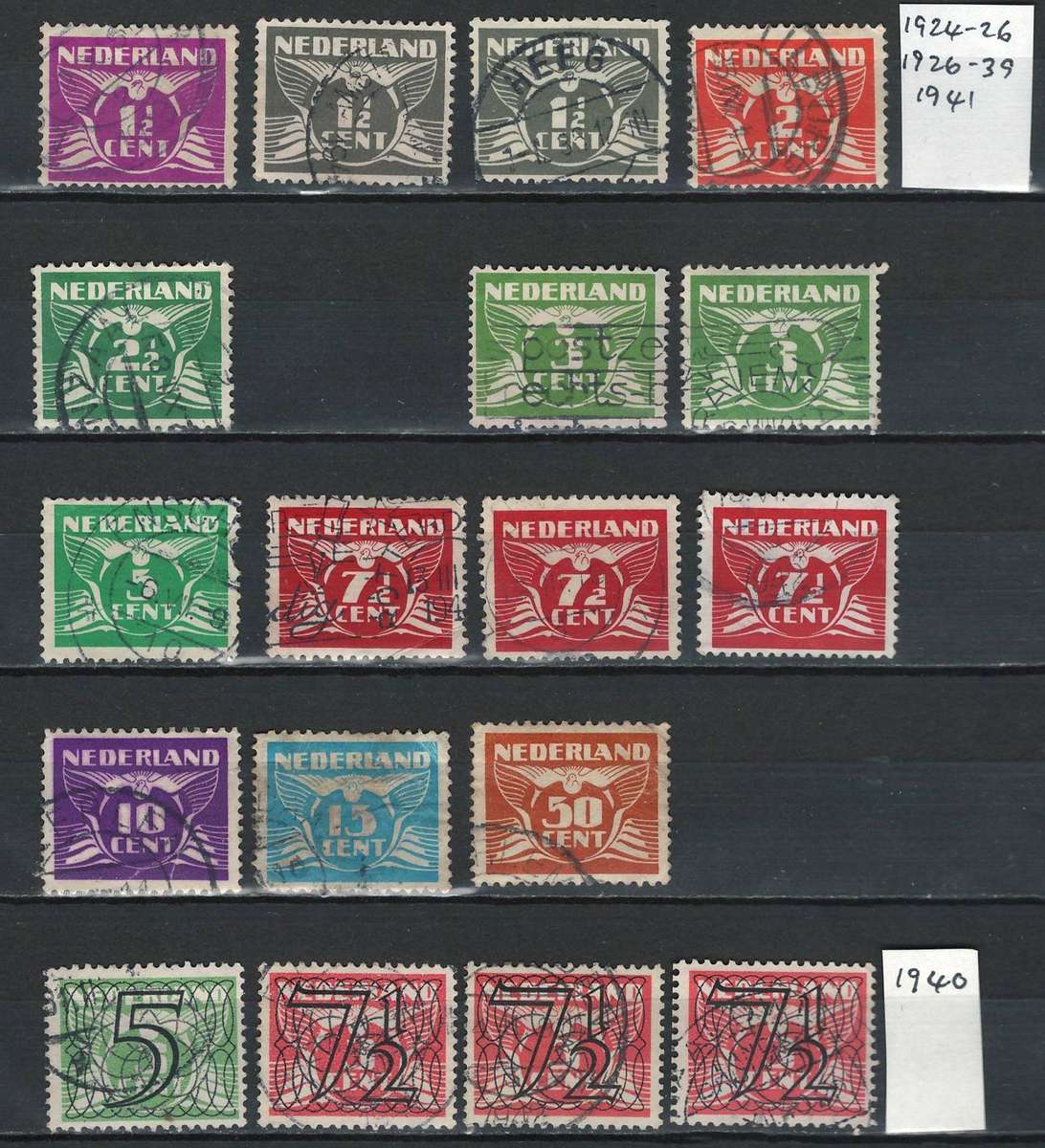 Netherlands 1924-26 & 1926-39 & 1941 (18 stamps)
