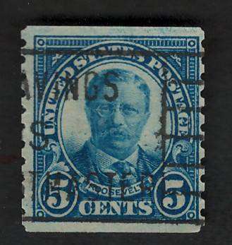 USA 1923/29  P10 Vert. Scott #602 5c Dark Blue