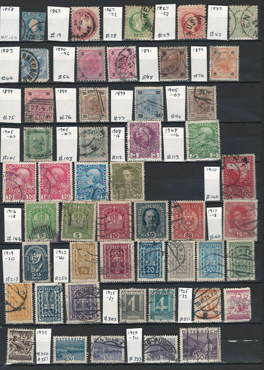 Austria 1858-1970 Scott #11 to #671. (see scan for Scott #)