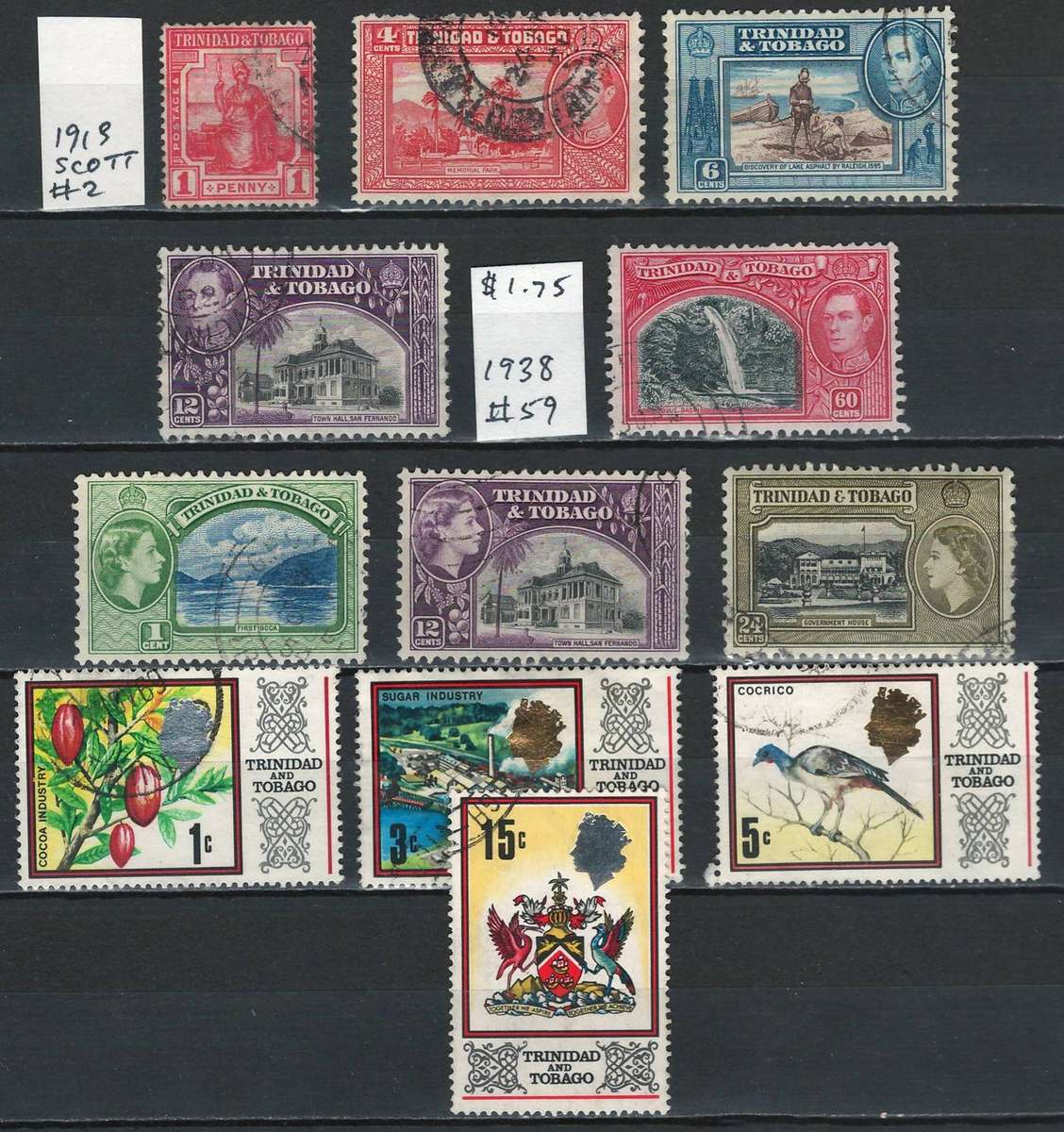 Trinidad & Tobago (British) (12 stamps)
