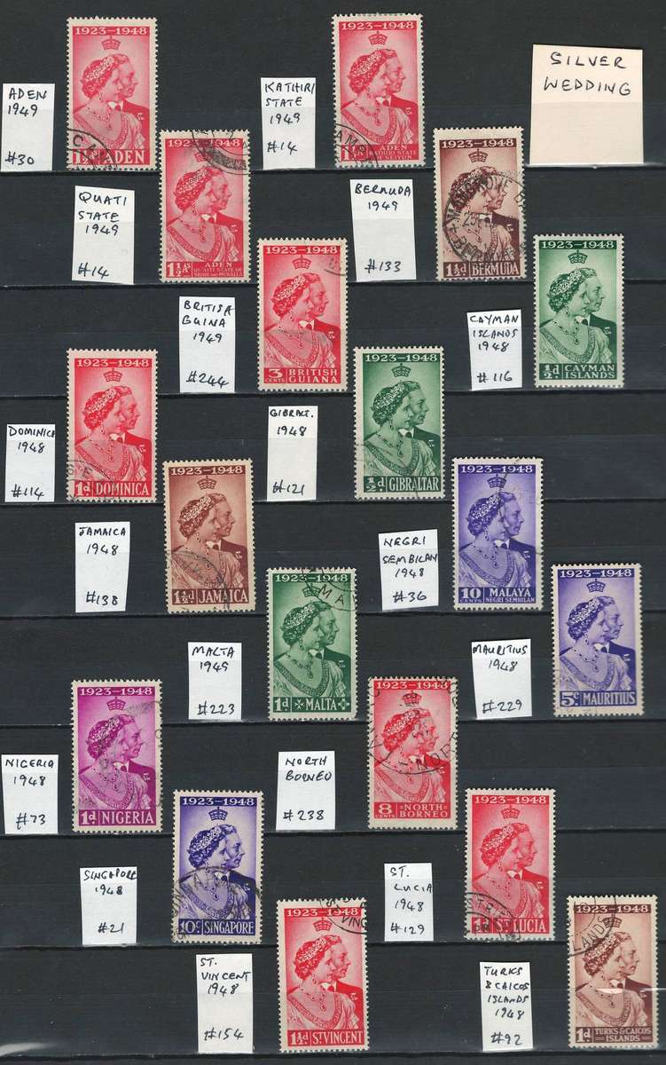 Britain Silver Wedding 1949 (see scan for Countries & Scott #)