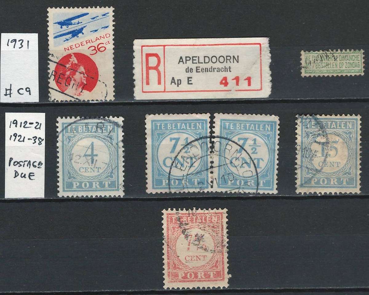 Netherlands Air Postage, Postage Due, Labels