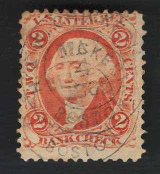 USA Scott Revenue-General 1862/71 #R6c 2c-Bank Check. Price R4 (cv R9)