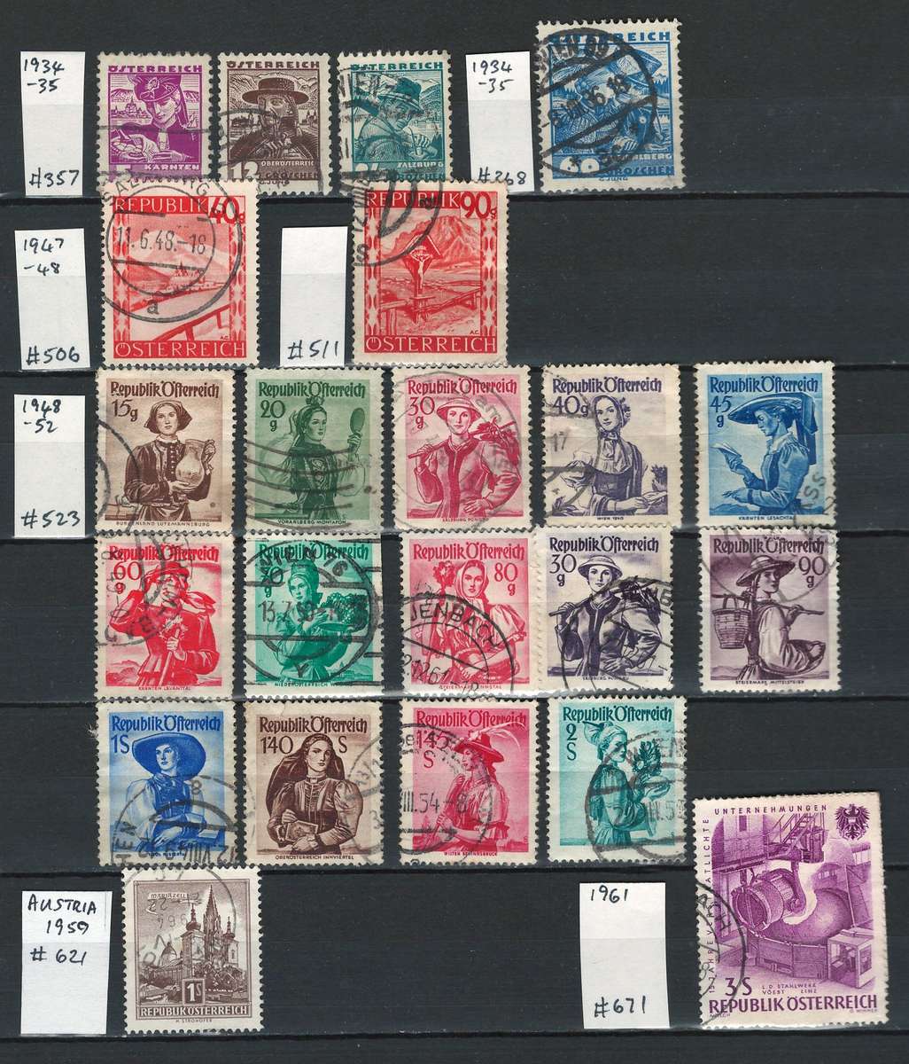 Austria 1858-1970 Scott #11 to #671. (see scan for Scott #)