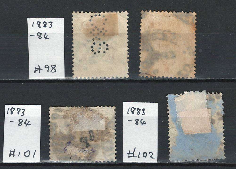 England 1883-84 Scott #98 (2x), #101, #102