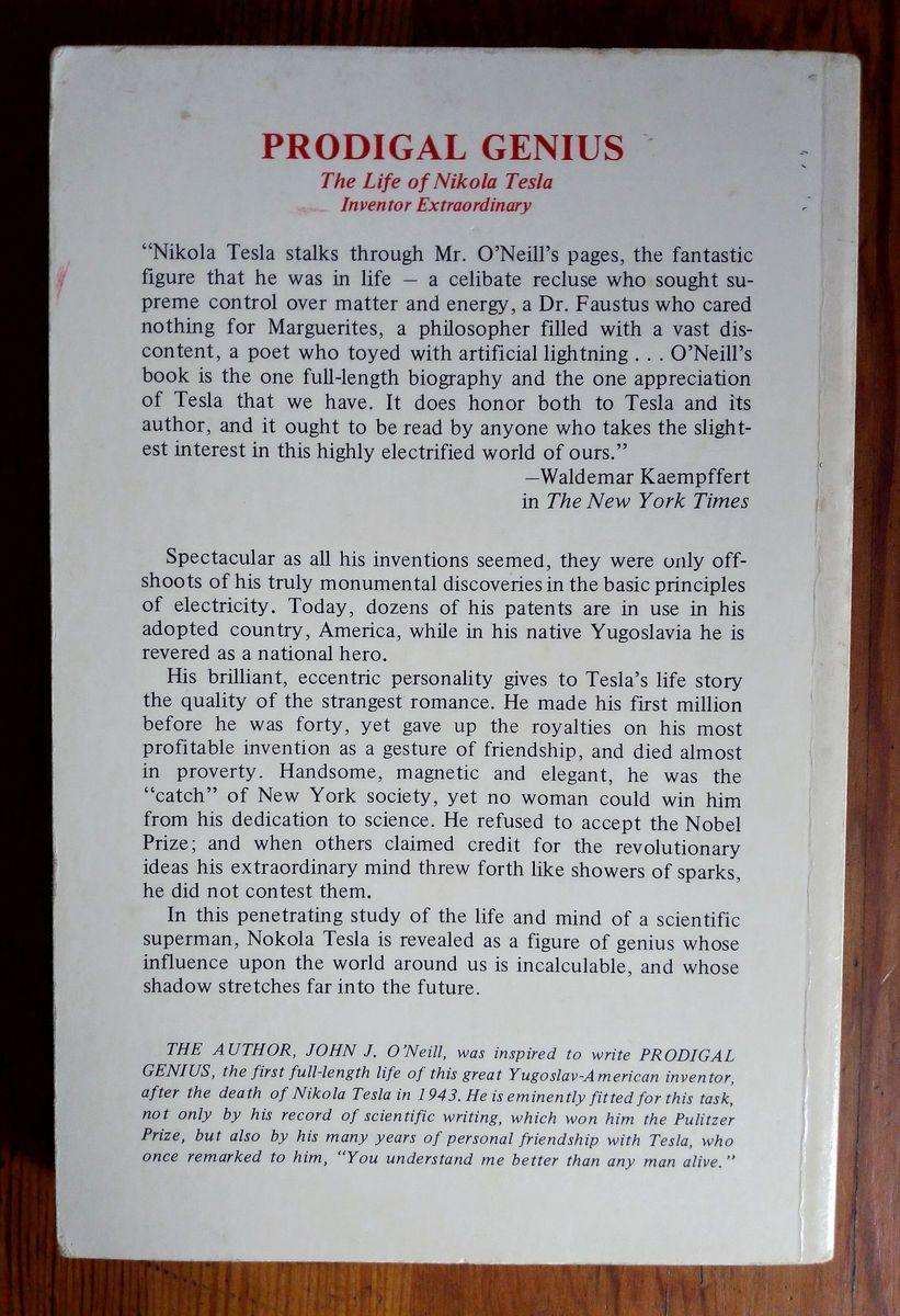 Prodigal Genius - The Life of Nikola Tesla by John J. O'Neill