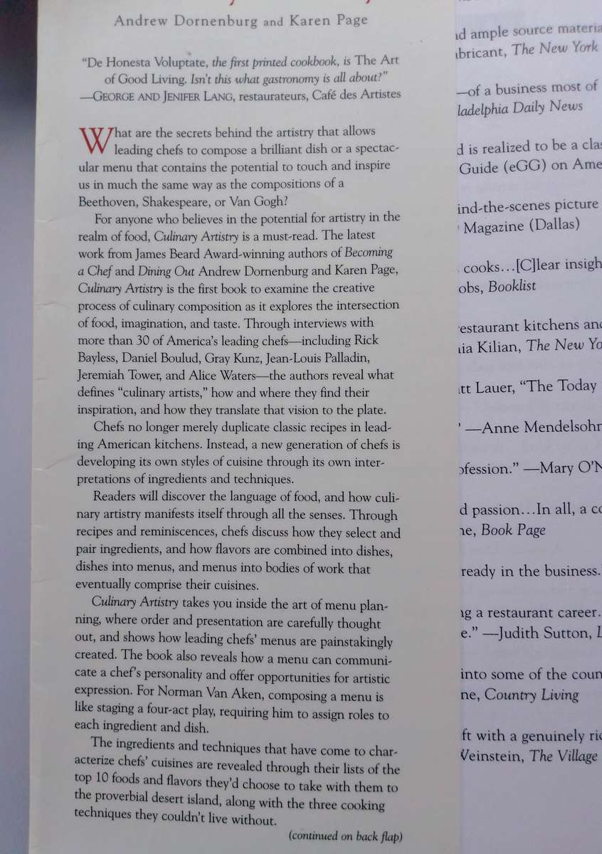 Culinary Artistry by Andrew Dornenburg and Karen Page