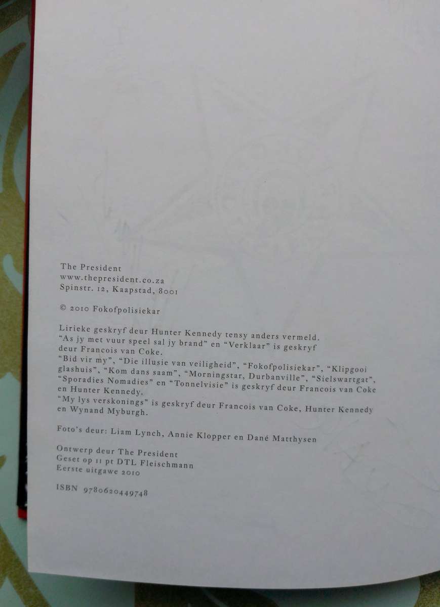 Fokofpolisiekar special edition signed lyric bundle (2010)