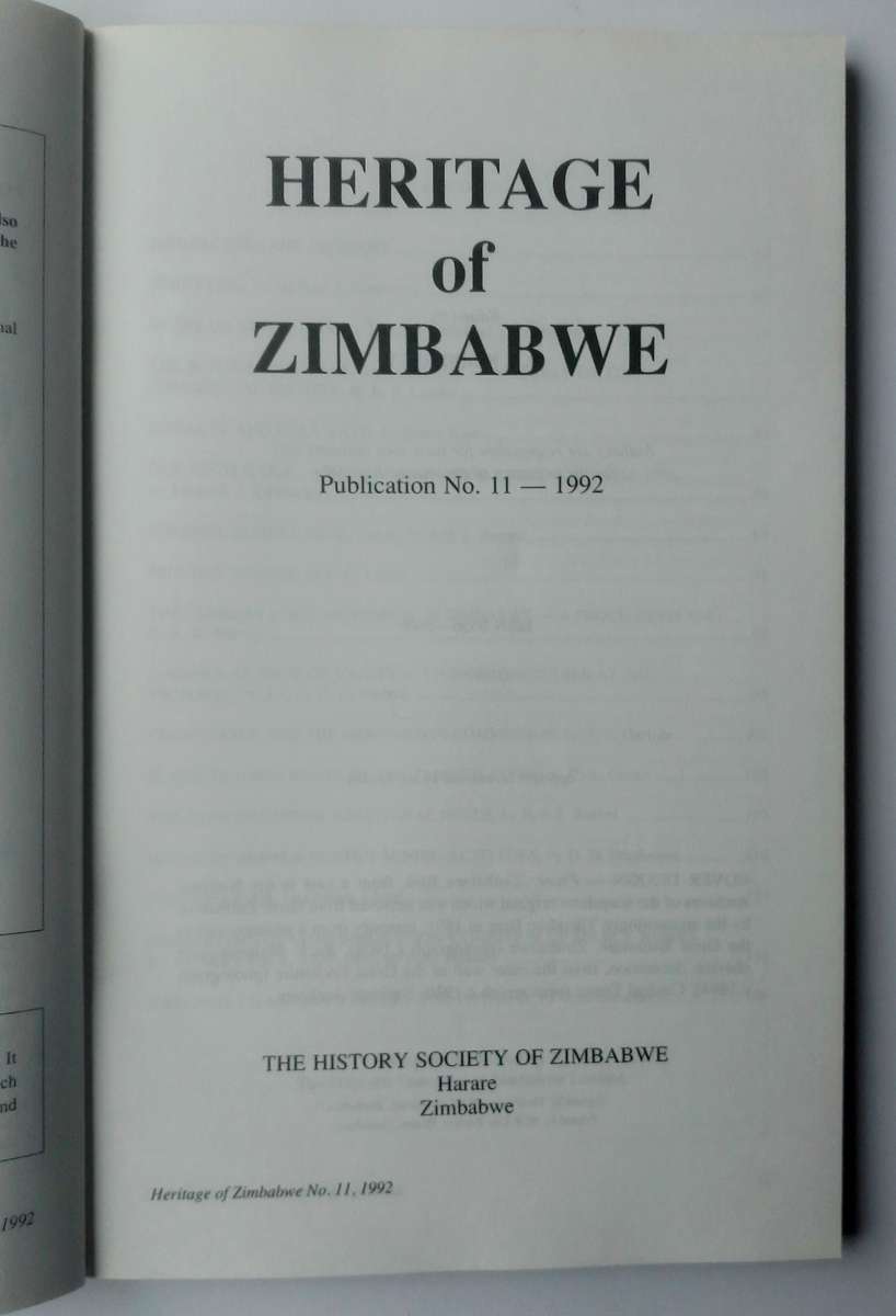 Heritage of Zimbabwe Publication No. 11 (1992)