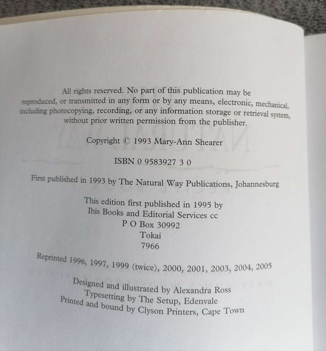 The Natural Way Recipe Book 1 by Mary-Ann Shearer