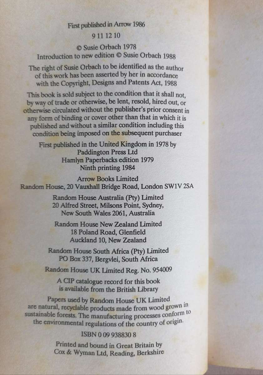 Fat is a Feminist Issue - The Self-help Guide for Compulsive Eaters by Susie Orbach