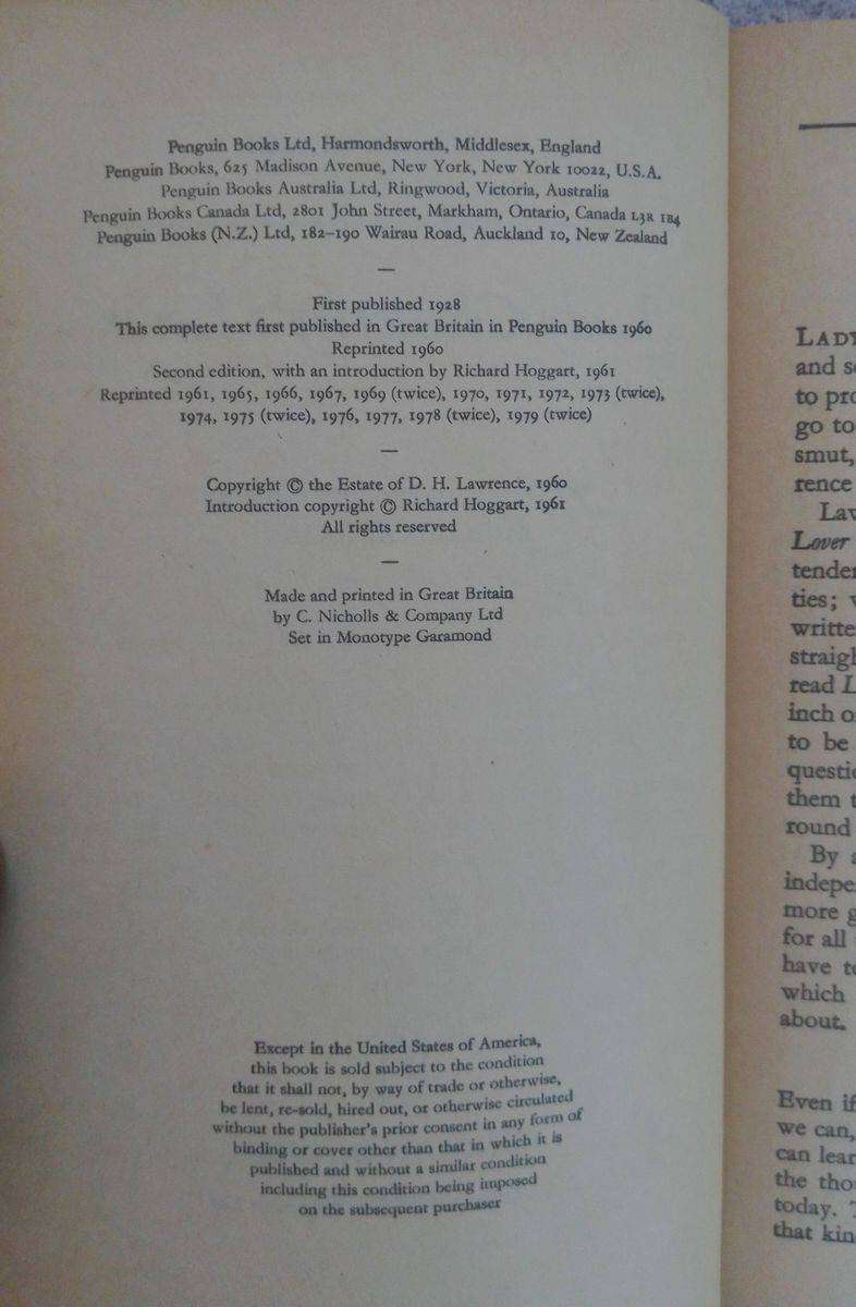 Lady Chatterley's Lover by D.H. Lawrence