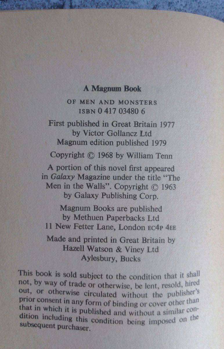 Of Men and Monsters by William Tenn