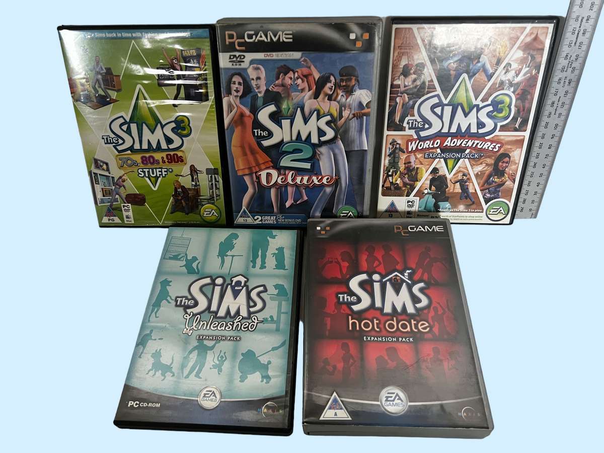Five The Sims expansion packs (PC game), including Hot Date and Unleashed
