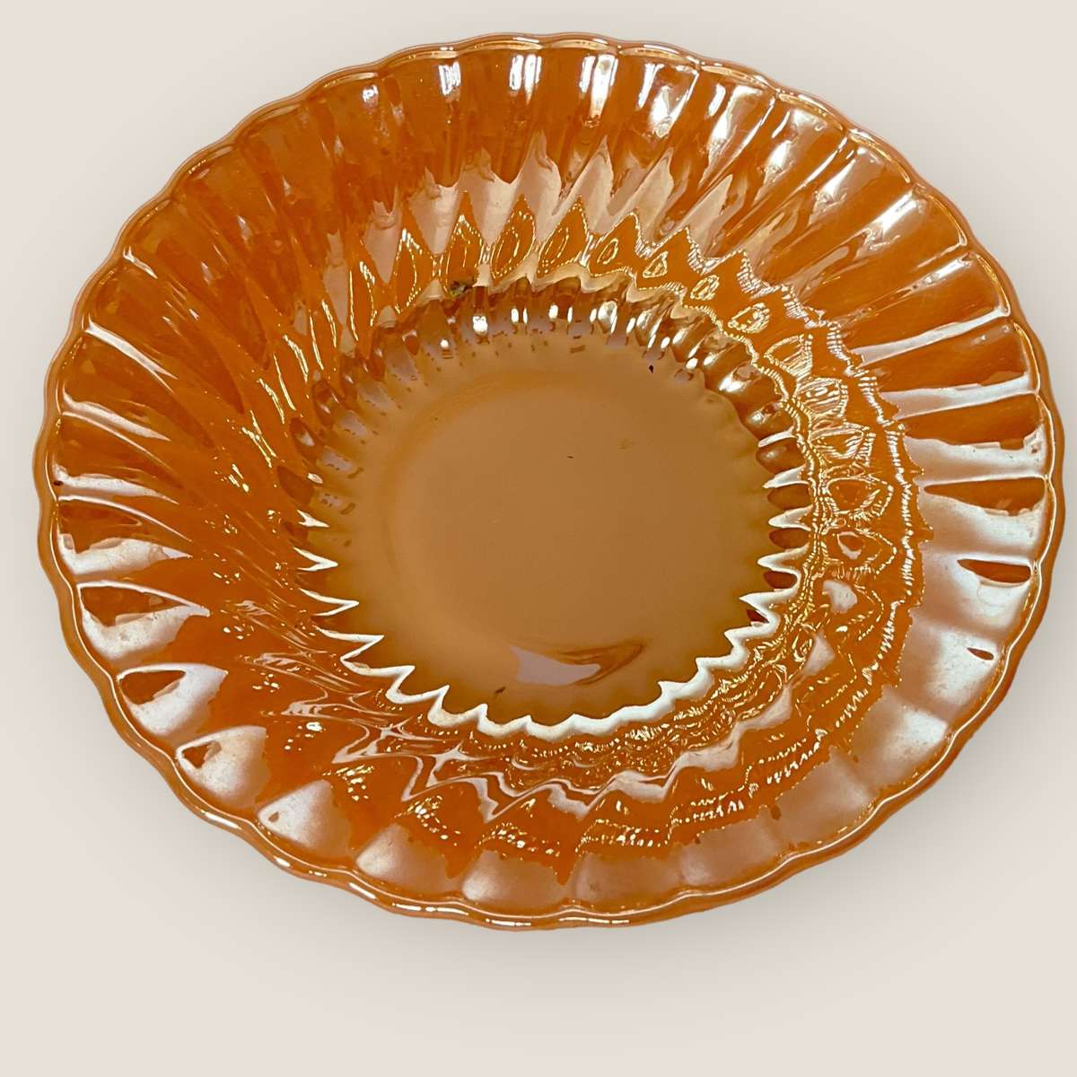 Vintage large peach lustre bowl by Anchor Hocking (the maker of Fire King)