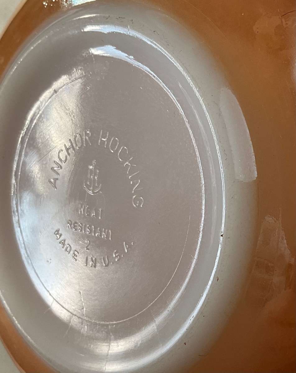 Vintage large peach lustre bowl by Anchor Hocking (the maker of Fire King)