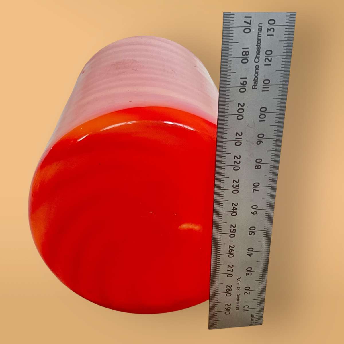 White and orange Murano-style Flame studio glass vase, 45cms tall- wow!