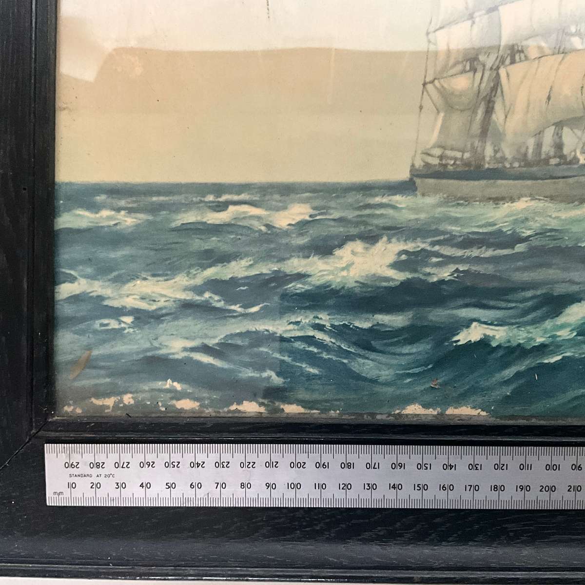 Large dramatic maritime print of sailing ship on a windswept sea-great for a man cave!