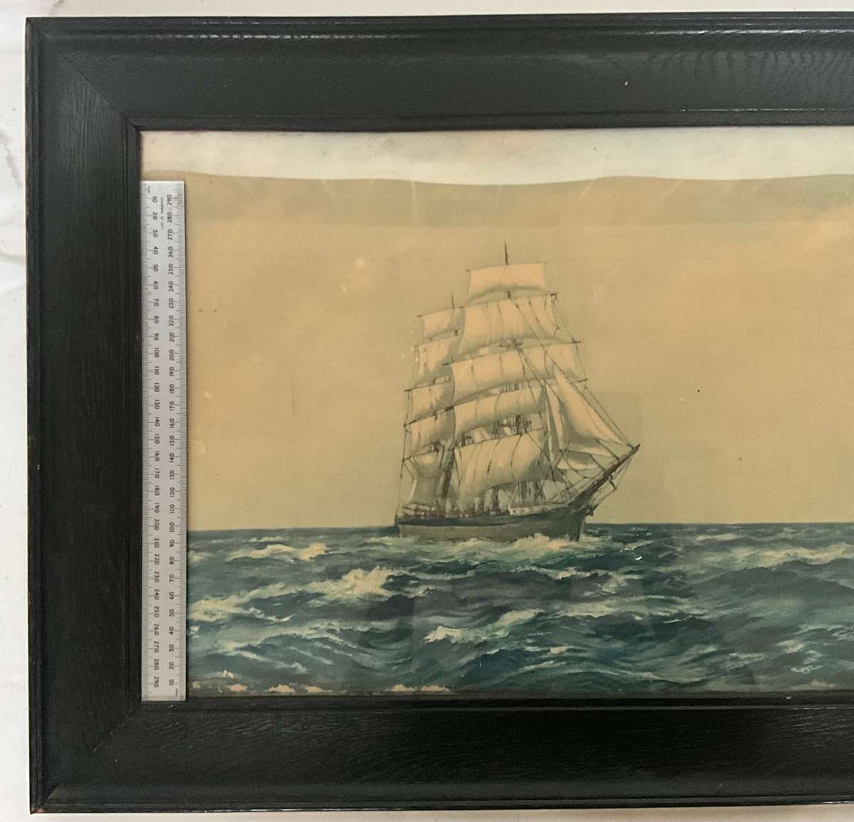 Large dramatic maritime print of sailing ship on a windswept sea-great for a man cave!
