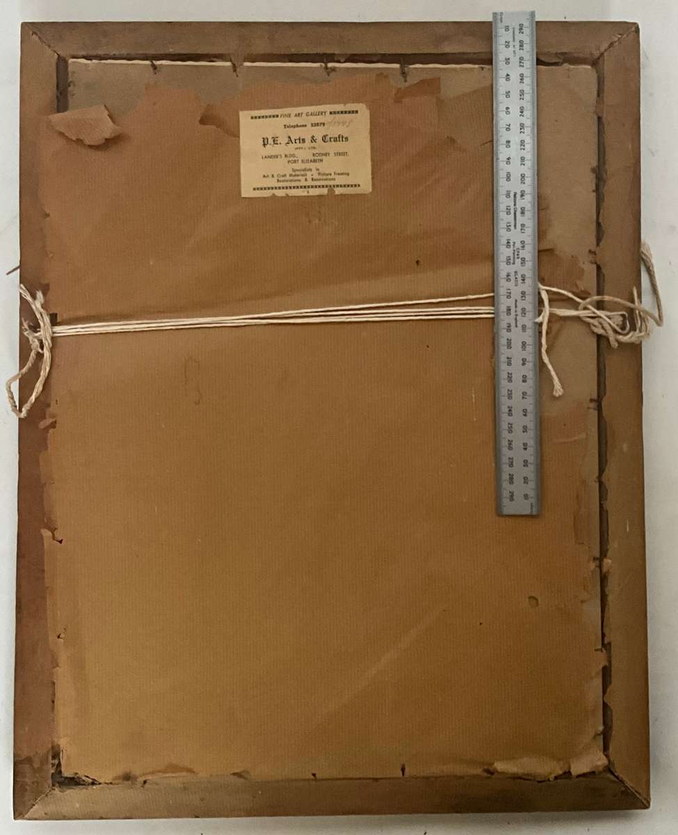 Large vintage print of a cityscape by W. Hams of a castle/cathedral, in a black wooden frame