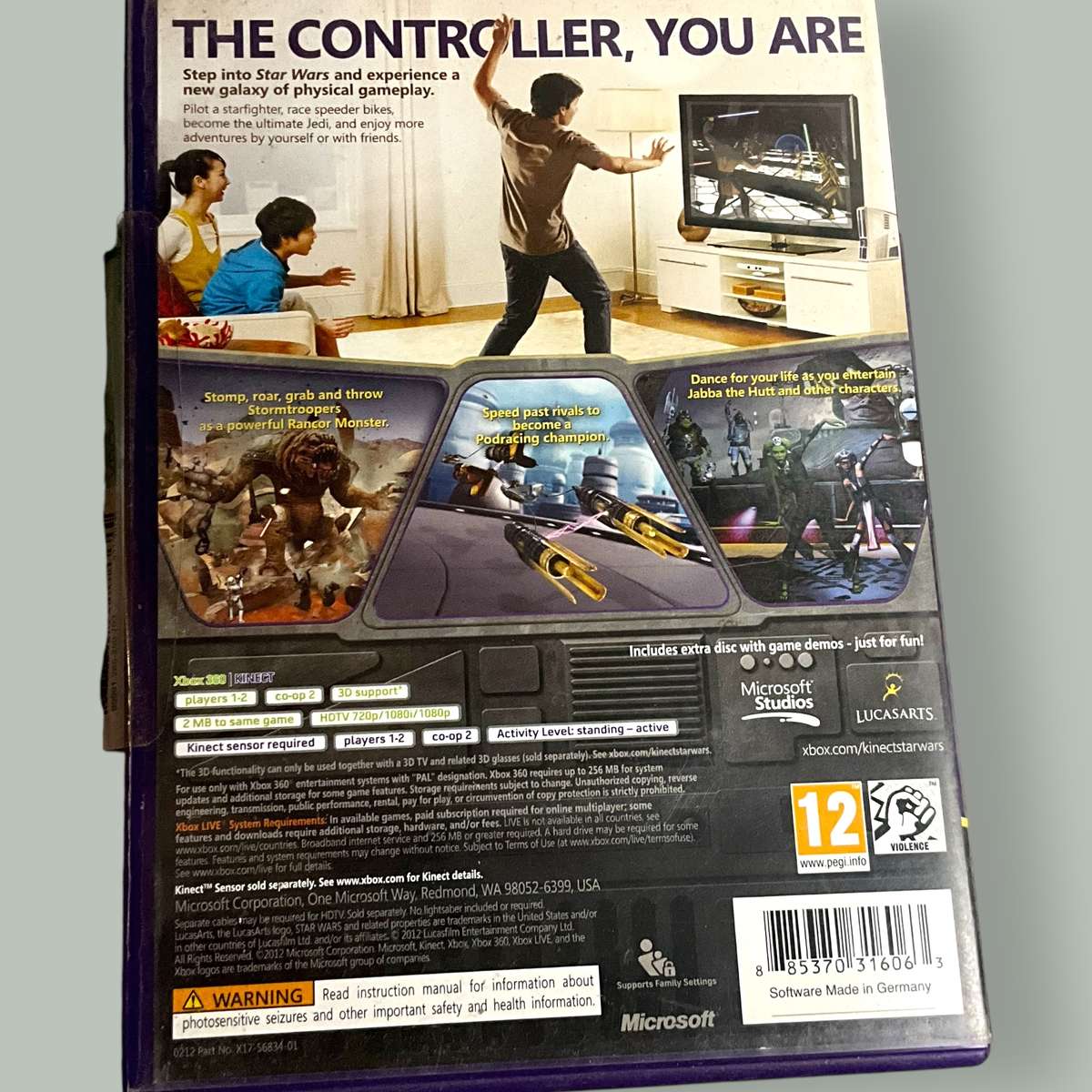 3 x Xbox 360 kinetic games  Kinect Adventures, Kinect Joyride and Kinect Star Wars