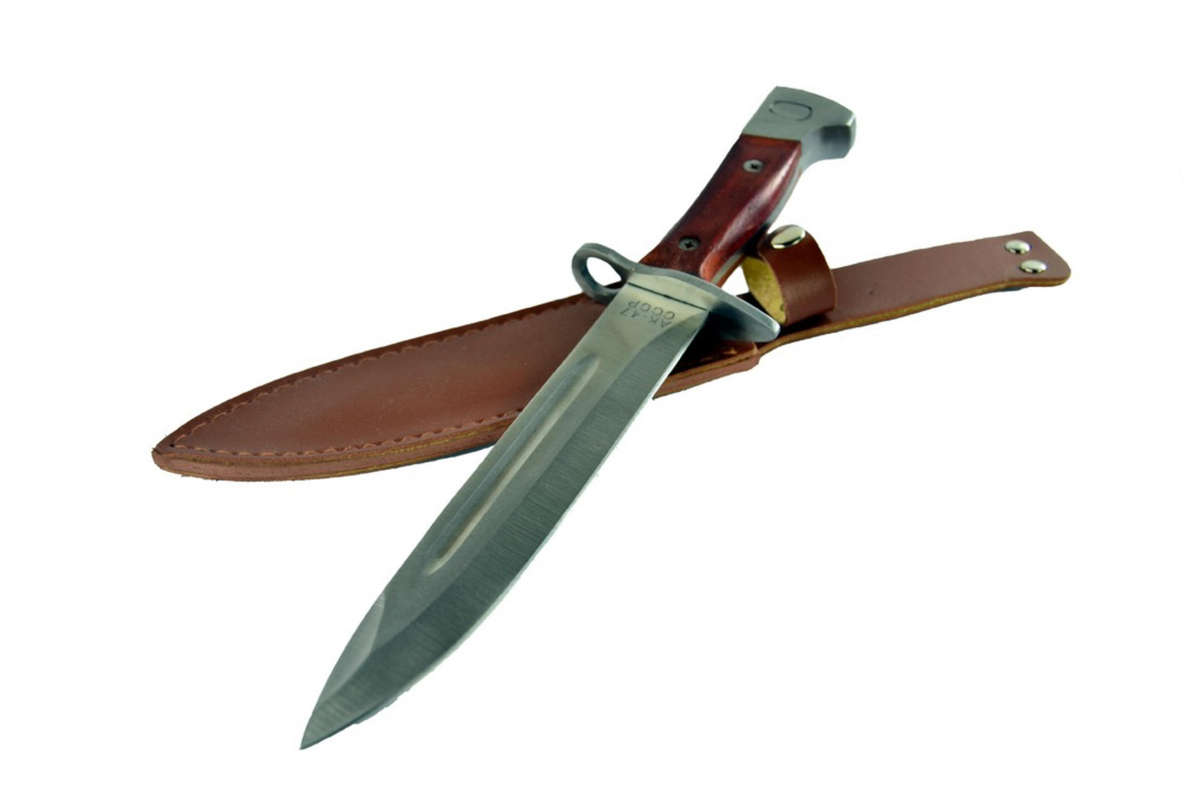 AK47 CCCP WOODEN HANDLE SHEATH KNIFE