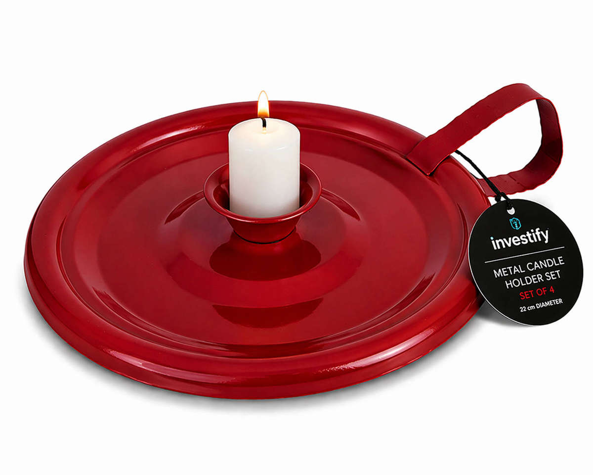 Investify Metal 15cm Candle Holder Bulk Pack of 4