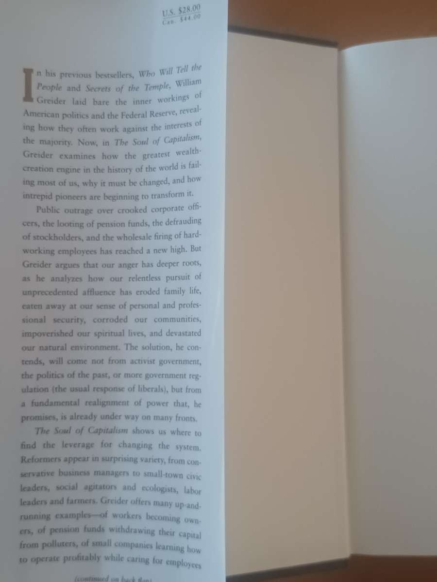 The Soul of Capitalism: Opening Paths to a Moral Economy by William Greider