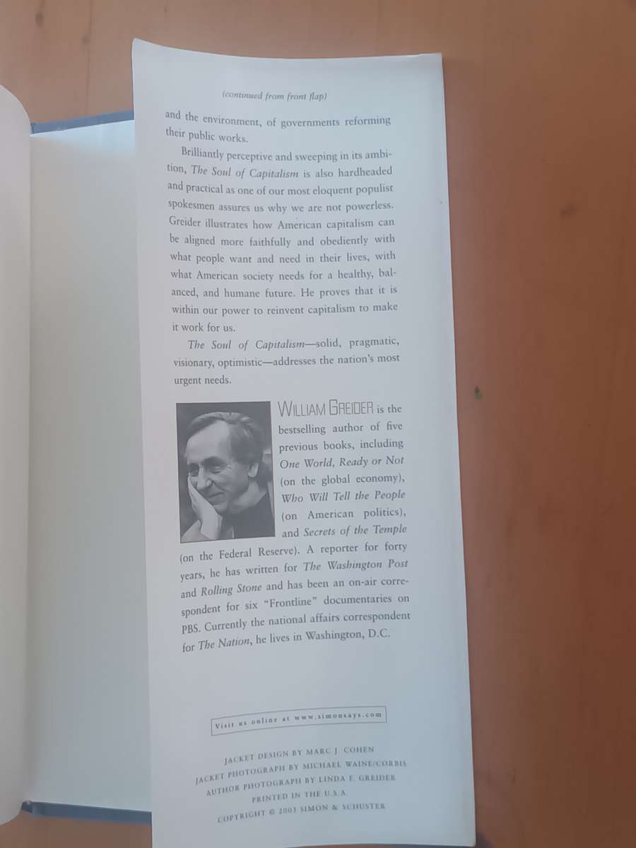 The Soul of Capitalism: Opening Paths to a Moral Economy by William Greider