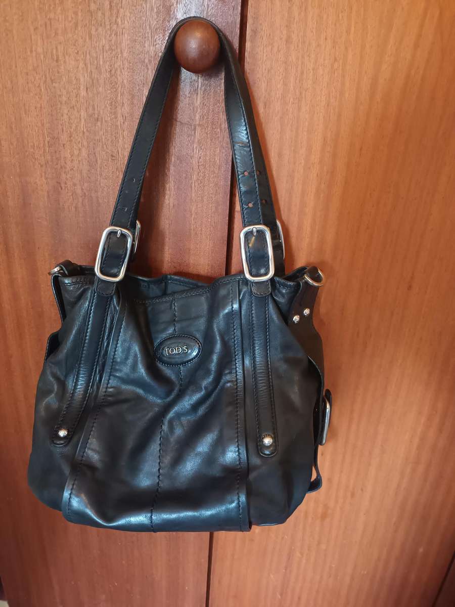 TOD'S Genuine Leather Handbag Black Made In Italy