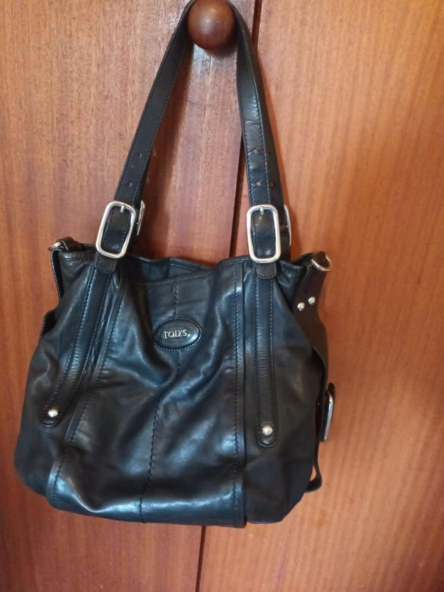 TOD'S Genuine Leather Handbag Black Made In Italy