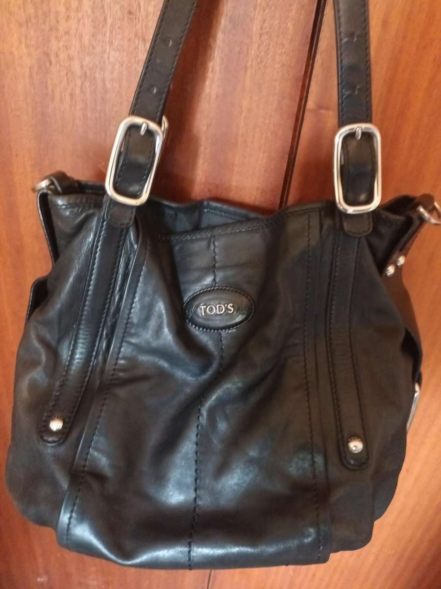 TOD'S Genuine Leather Handbag Black Made In Italy