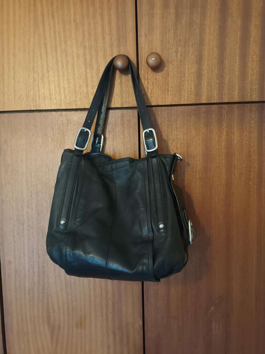 TOD'S Genuine Leather Handbag Black Made In Italy