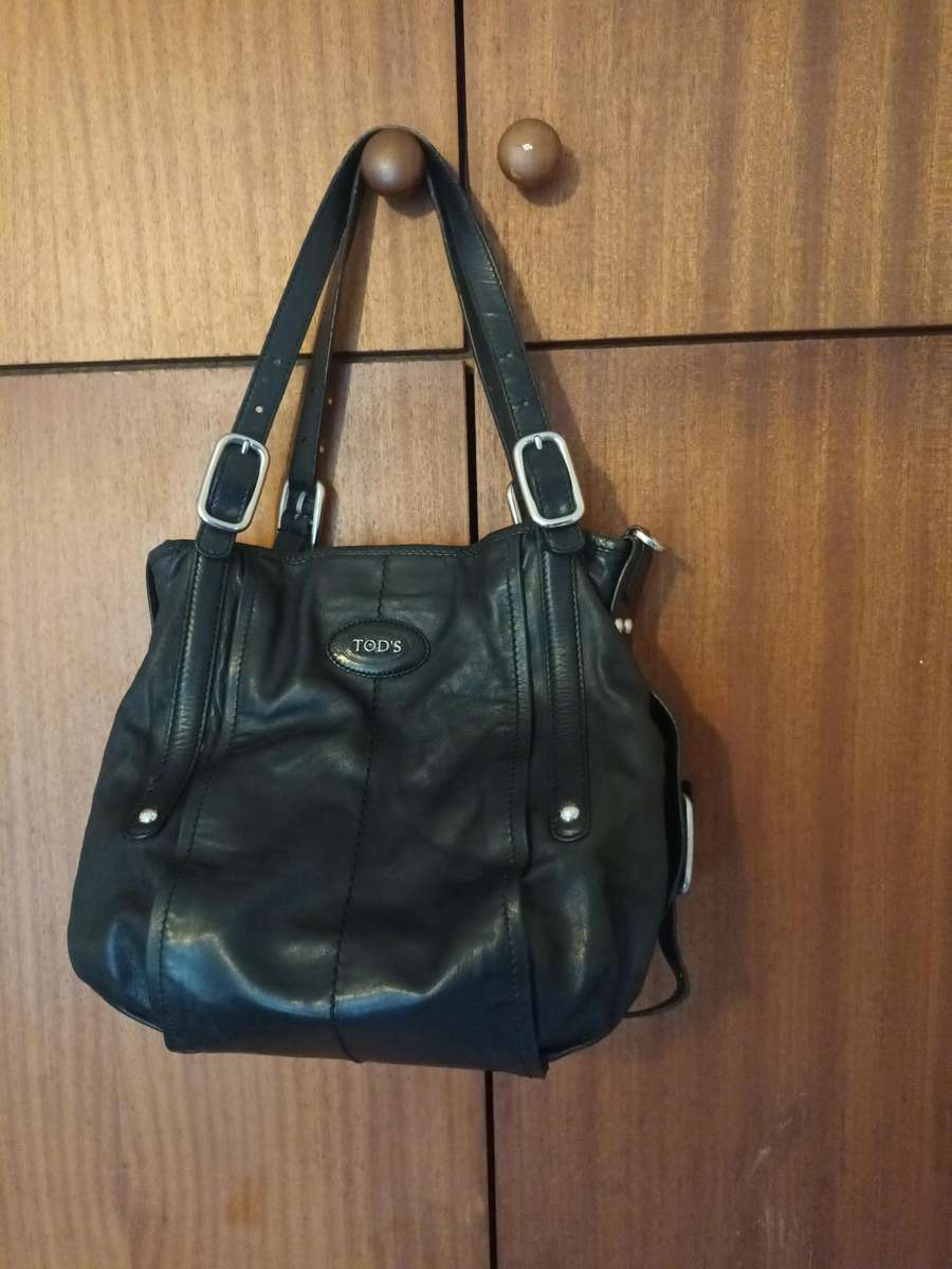 TOD'S Genuine Leather Handbag Black Made In Italy
