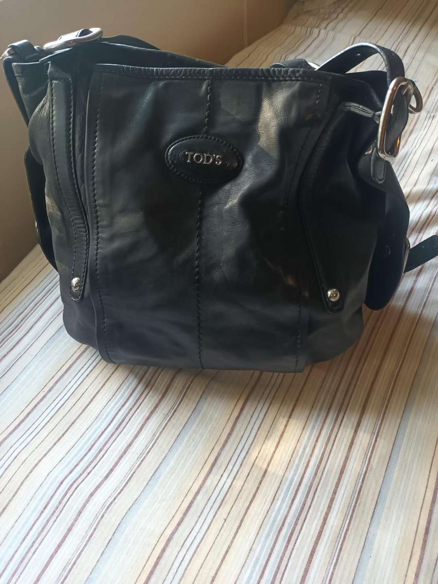 TOD'S Genuine Leather Handbag Black Made In Italy