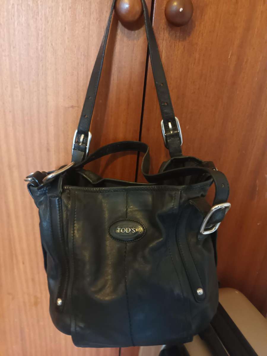 TOD'S Genuine Leather Handbag Black Made In Italy