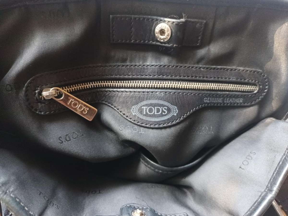 TOD'S Genuine Leather Handbag Black Made In Italy