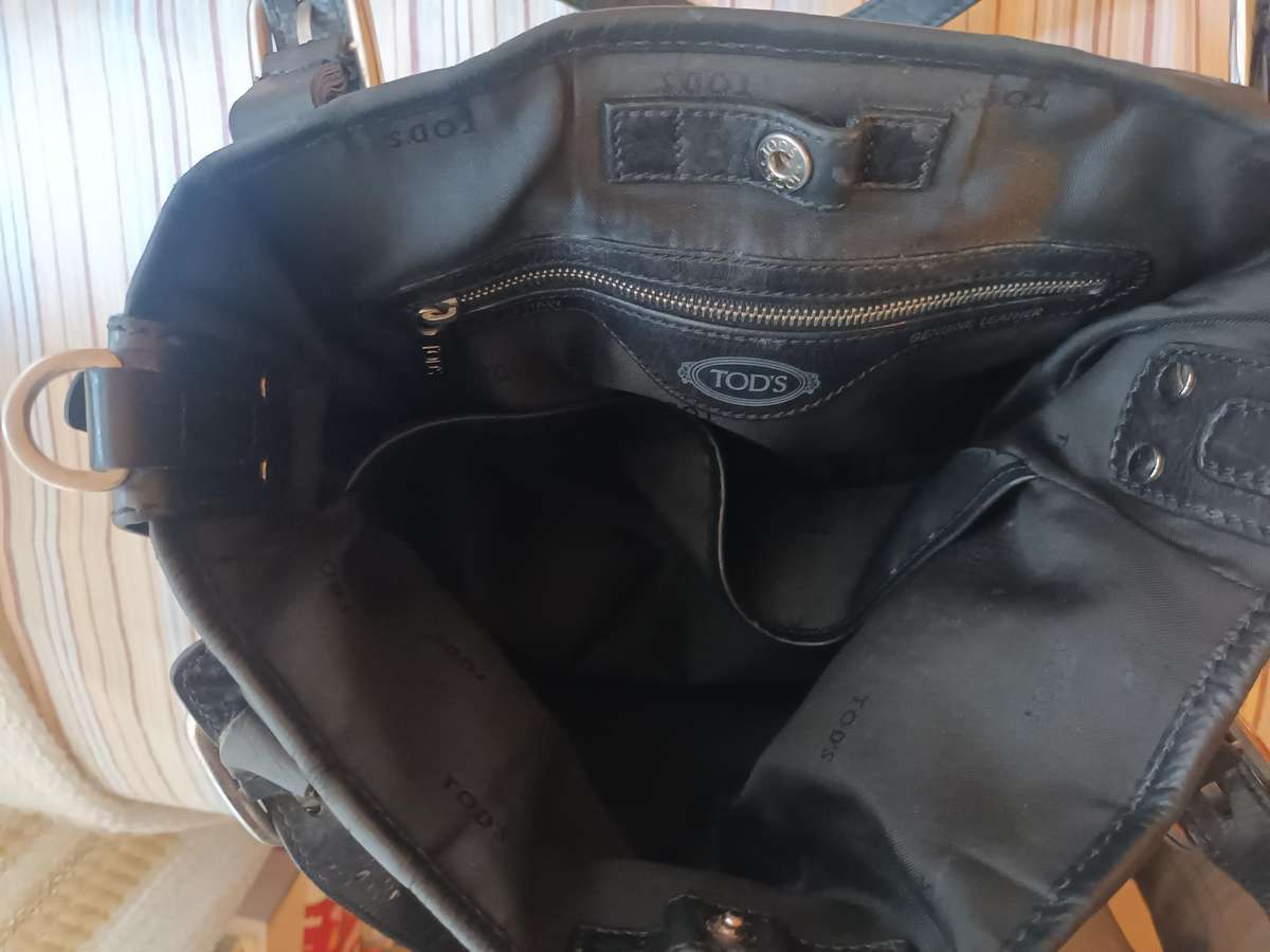 TOD'S Genuine Leather Handbag Black Made In Italy