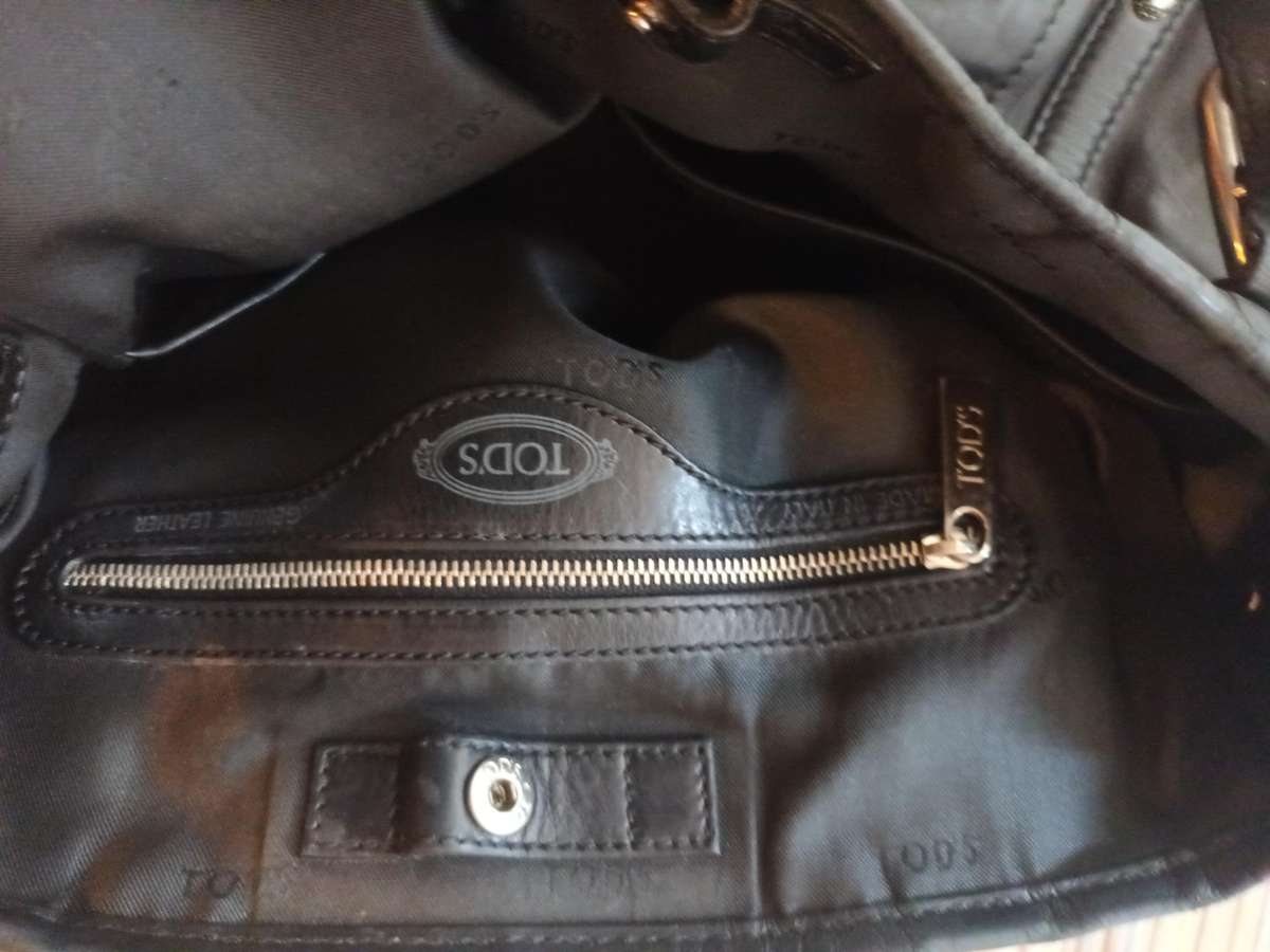 TOD'S Genuine Leather Handbag Black Made In Italy