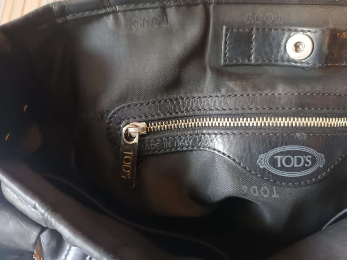 TOD'S Genuine Leather Handbag Black Made In Italy