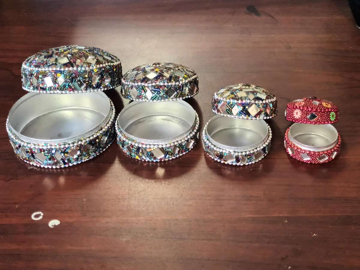 VINTAGE Beaded Trinket Box Set
