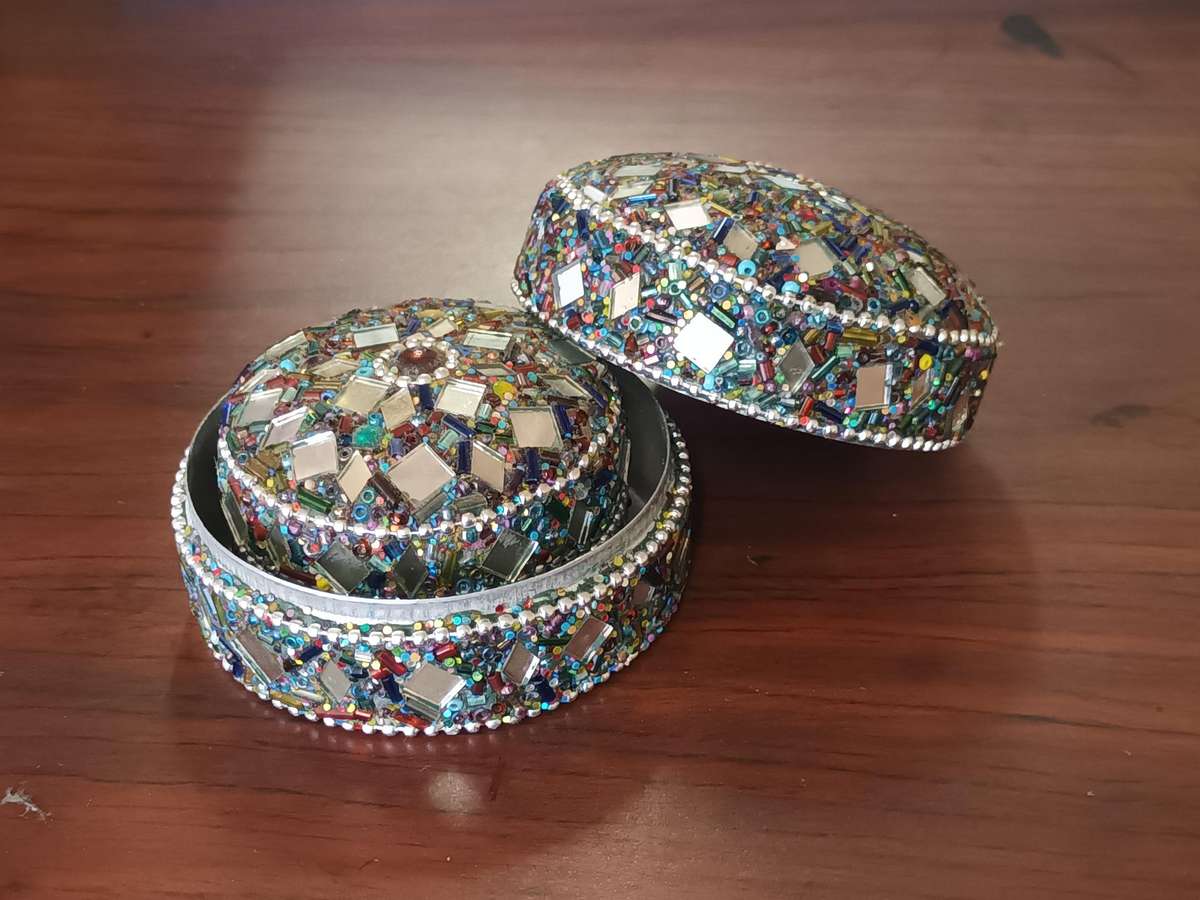 VINTAGE Beaded Trinket Box Set