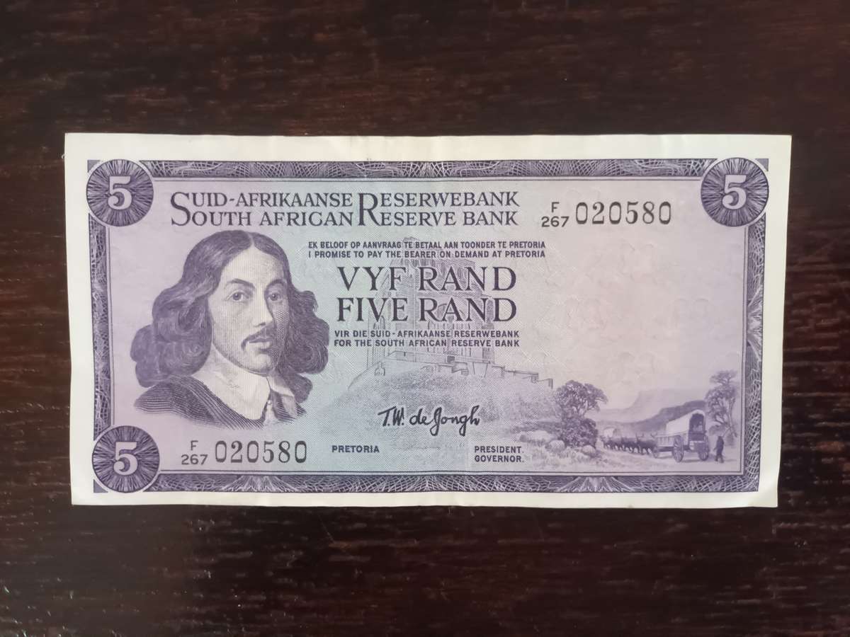 Old South African R5 Banknote TW de Jongh