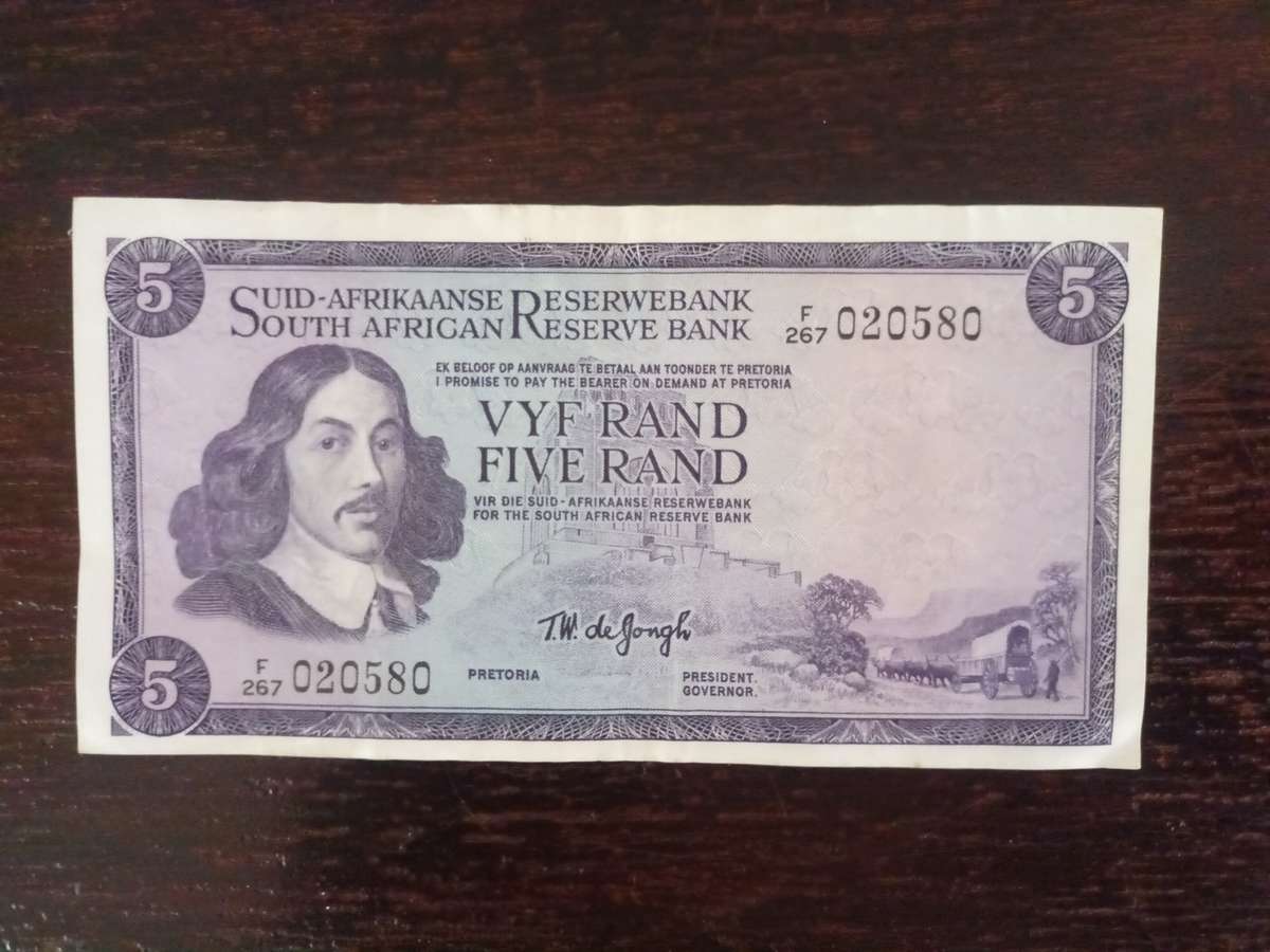 Old South African R5 Banknote TW de Jongh