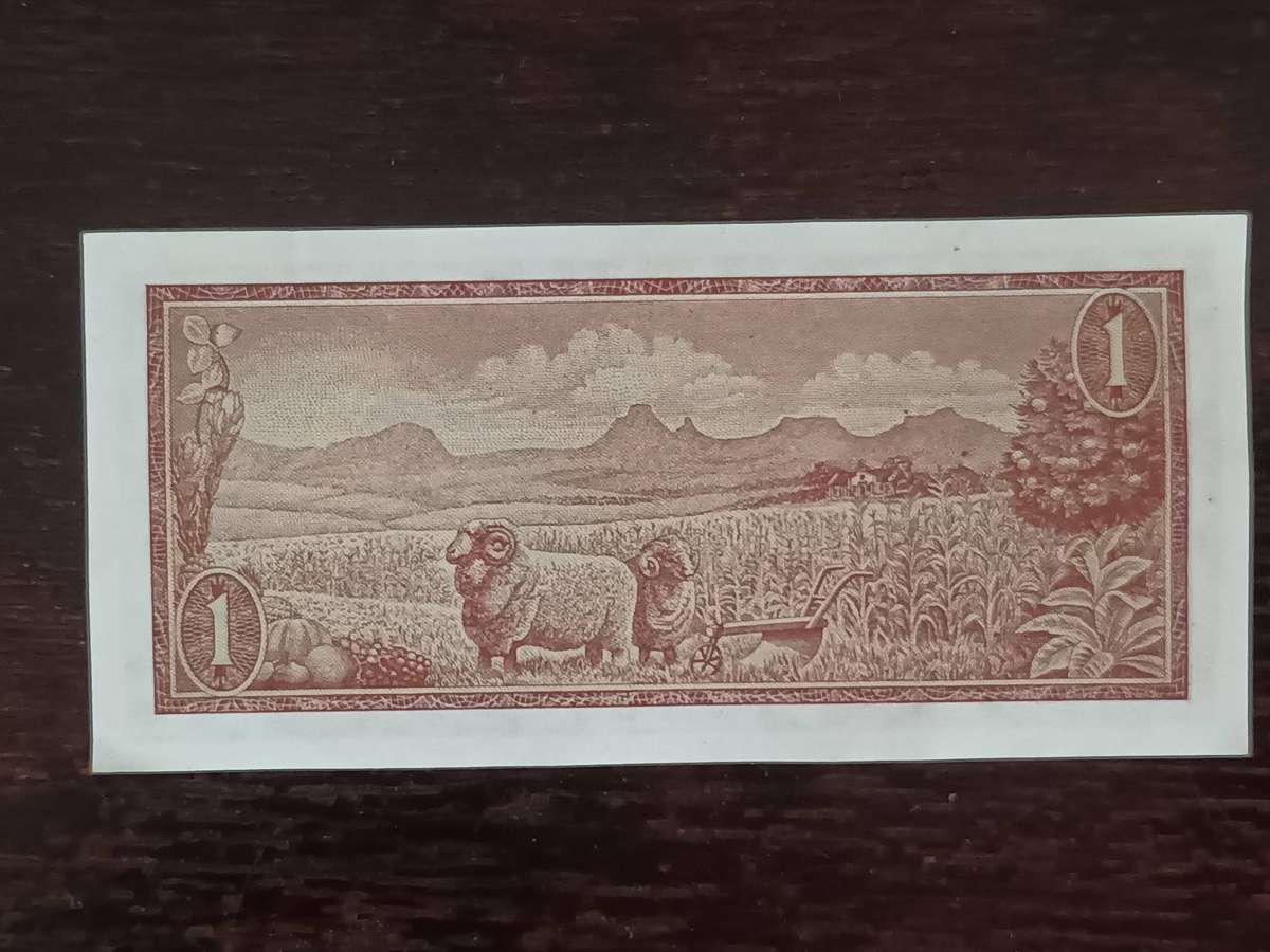 1973-1975 One Rand Circulated. South Africa 1 Rand Banknote T.W De Jongh