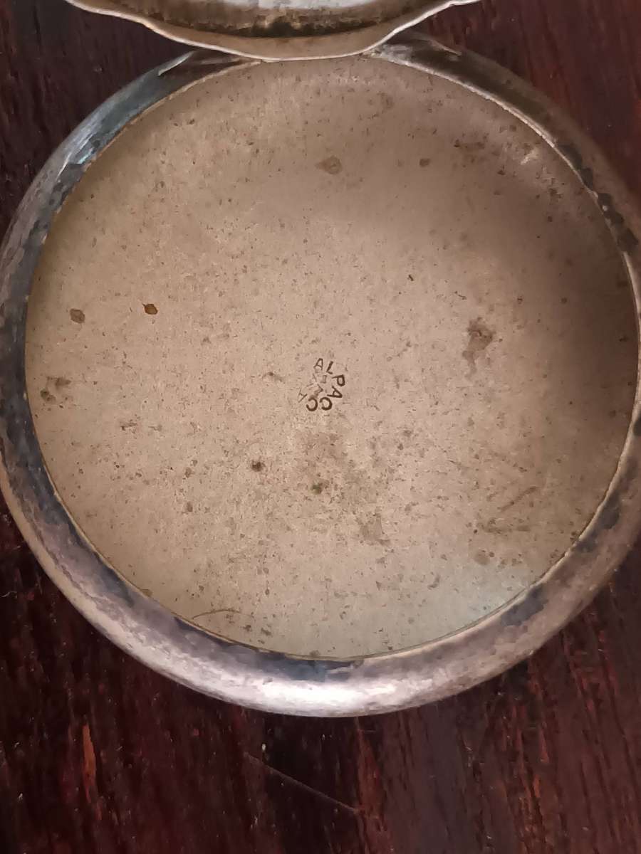 ANTIQUE ALPACCA Rosary Holder Box Depicting Tomb Of Saint Therese Of Lisieux