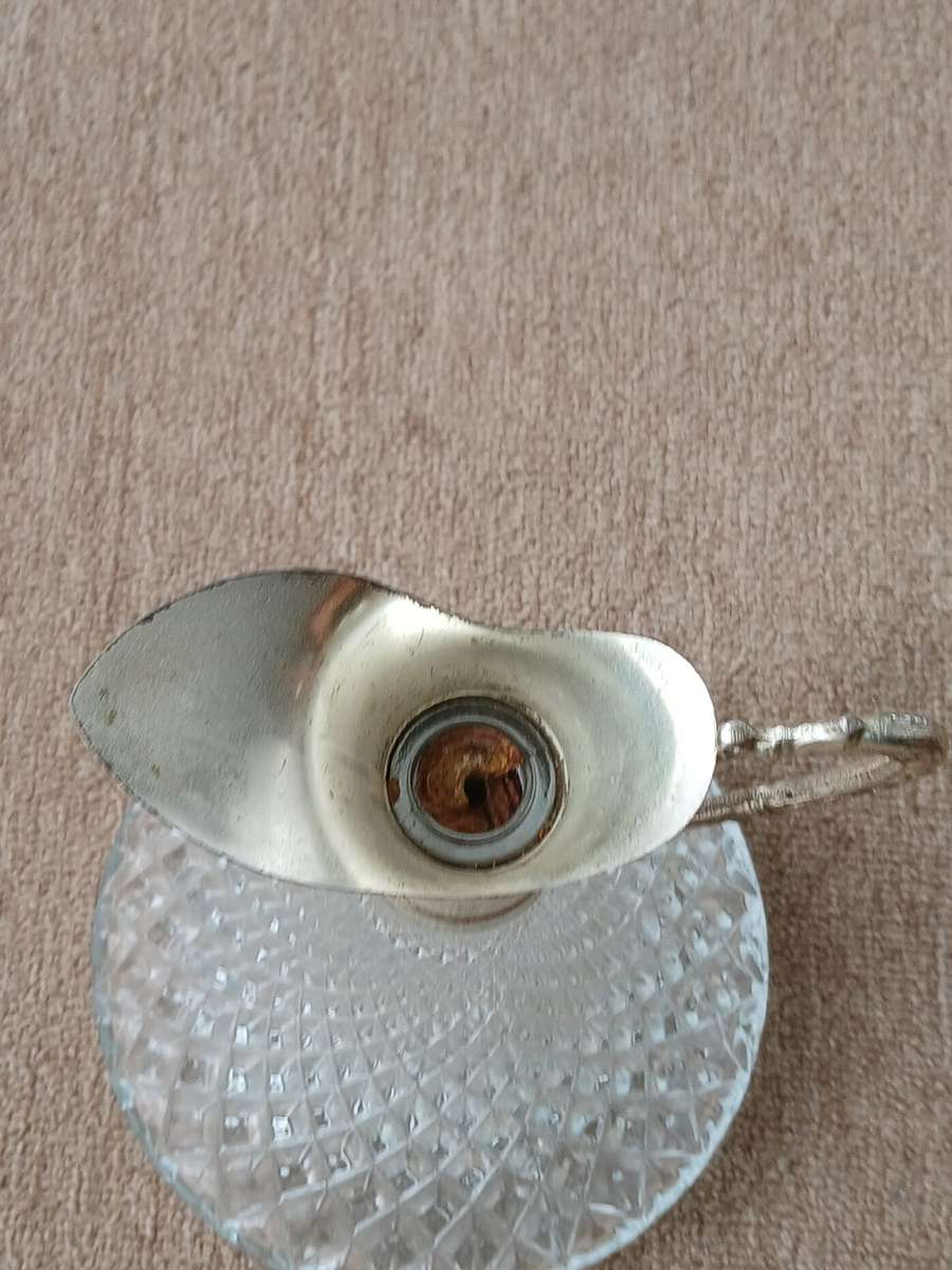 VINTAGE Italian Crystal Glass Silver Plate Decanter Pitcher Ewer Claret Wine Jug