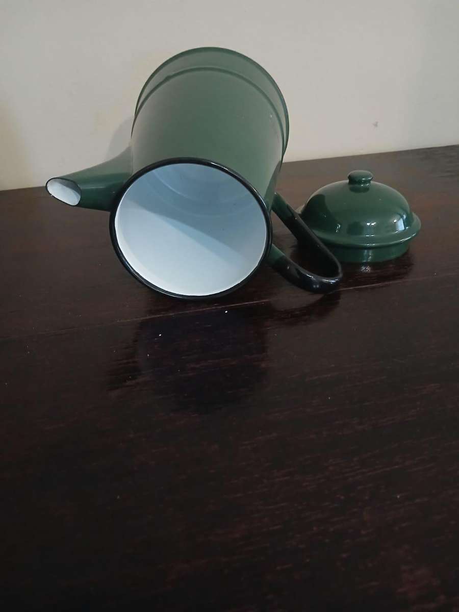 VINTAGE Traditional Green Enamel Coffee Pot