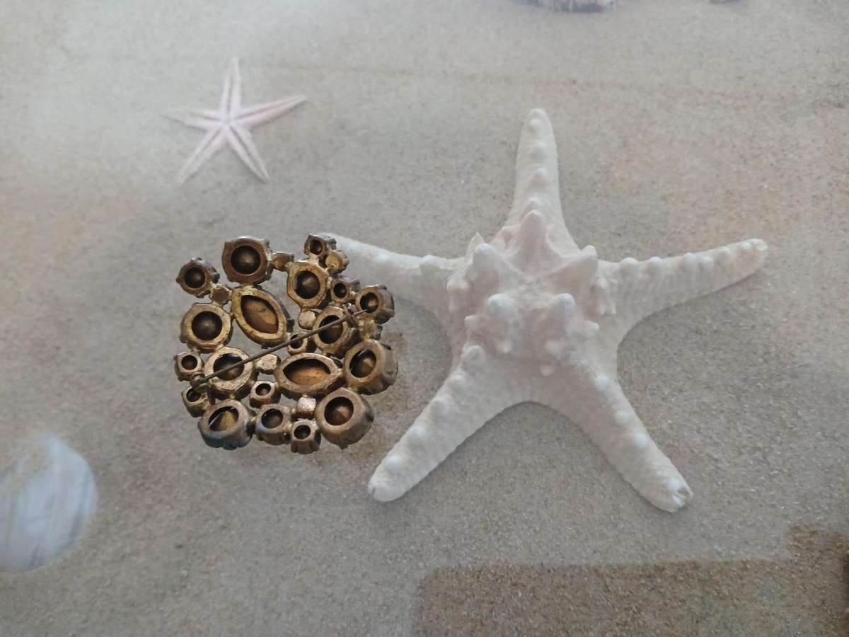 VINTAGE Stunning Czech Glass Large Multi-Color Cut Crystal Rhinestone Brooch 1930's