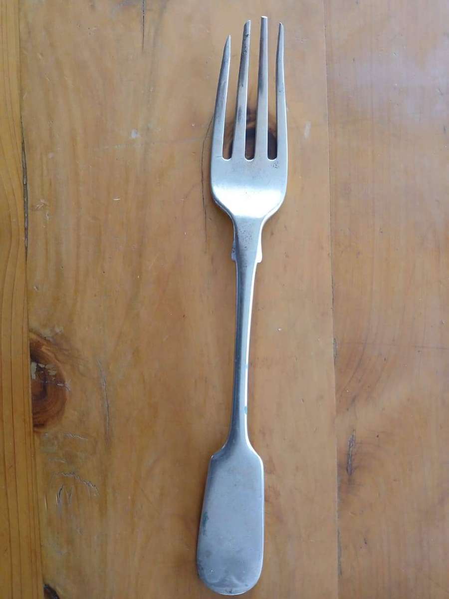 ANTIQUE Solid Silver Fiddle Pattern Table Fork London 1800's